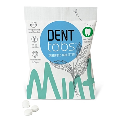 Přírodní zubní pasta v tabletách bez fluoridu, 125 ks
