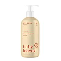 ATTITUDE Baby Leaves – Dětské tělové mýdlo a šampon 2v1 (hrušková šťáva), 473 ml