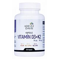 Adelle Davis vitamín D3 2000 IU + K2 MK-7 100 µg, 60 kapslí