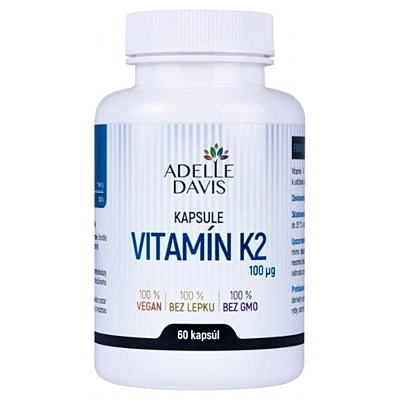 Adelle Davis Vitamin K2 MK-7, 100 mcg, 60 kapslí