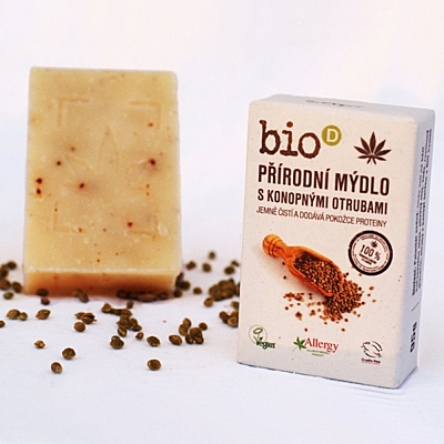 Bio-D Přírodní mýdlo s konopnými otrubami, 95 g 2