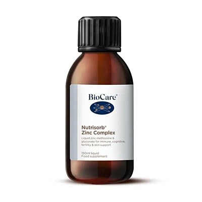 Biocare Nutrisorb® Tekutý Zinek - Glukonát zinočnatý + Zinek l-metionin, 150 ml