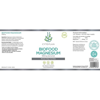 Cytoplan Biofood Magnesium 100 mg, 120 vegan tablet 2
