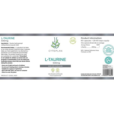 Cytoplan L-taurin 500 mg, 60 vegan kapslí 2