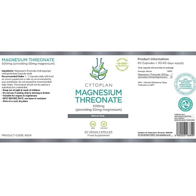 Cytoplan Magnesium treonát 50 mg, 60 vegan kapslí 2