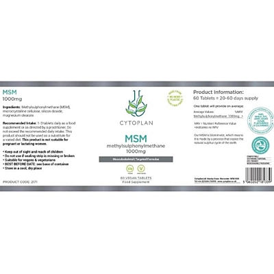 Cytoplan MSM organická síra 1000 mg, 60 vegan tablet 2