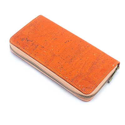 MB Cork Jednobarevná dámská peněženka na zip z přírodního korku (oranžová) - 19 x 10 x 2,5 cm