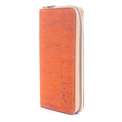 MB Cork Jednobarevná dámská peněženka na zip z přírodního korku (oranžová) - 19 x 10 x 2,5 cm 2