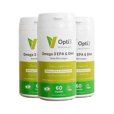 Opti3. Omega - 3 EPA a DHA, s vitamínem D, 60 kapslí, sada 3 ks s dopravou zdarma