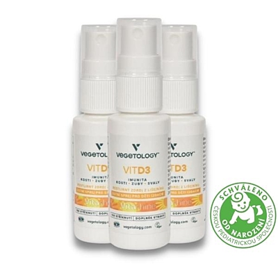 Vegetology Vit D3 1000IU, Vitashine ve spreji 20 ml, sada 3 ks s dopravou zdarma
