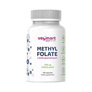 Vegmart Methylfolate (5-MTHF) Quatrefolic® 200 µg – Family pack, 120 kapslí