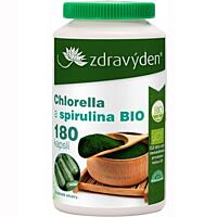 Zdravý den Chlorella a spirulina BIO 180 kapslí